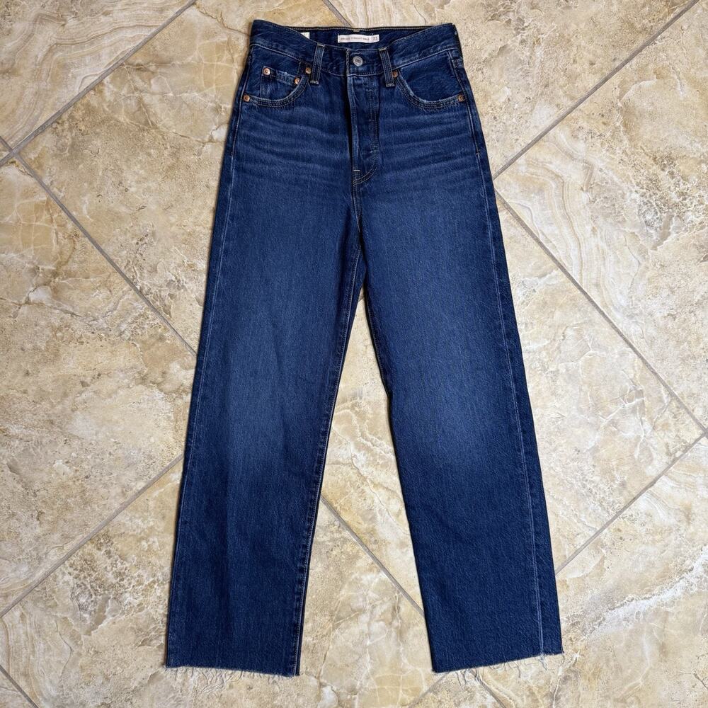 Levi’s Ribcage Straight Ankle Jeans Women’s 23 High Rise Dark Wash